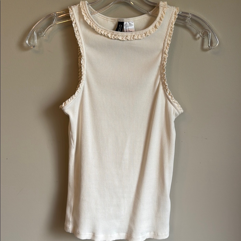 *FREE WITH BUNDLE* H&M Cream Sleeveless Top with Ruffle Trim